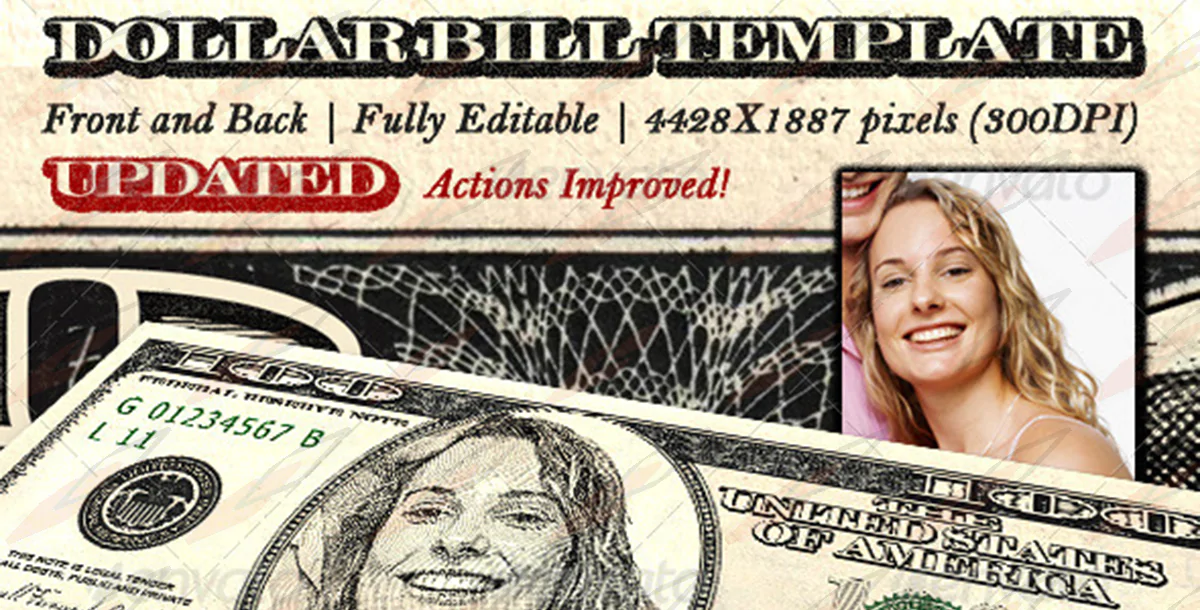 Dollar Bill Template - Front and Back